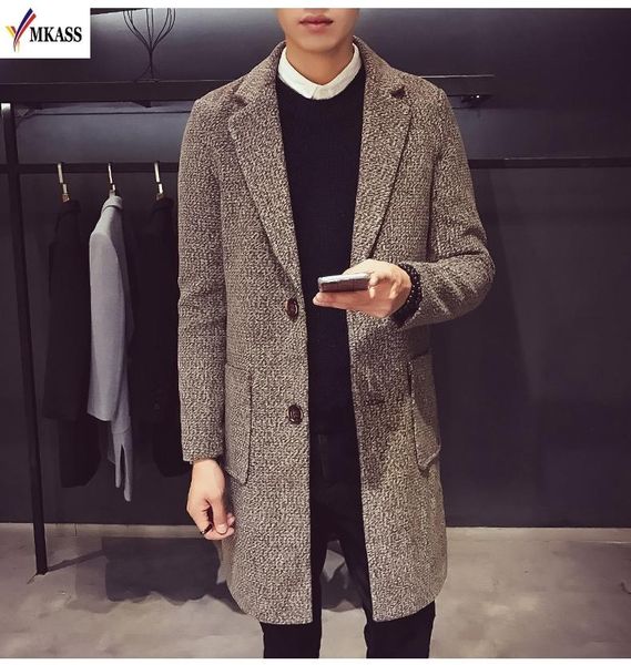 

2019 new arrivals autumn winter trench coat men brand clothing fashion mens long coat cotton male overcoat -3xl, Tan;black