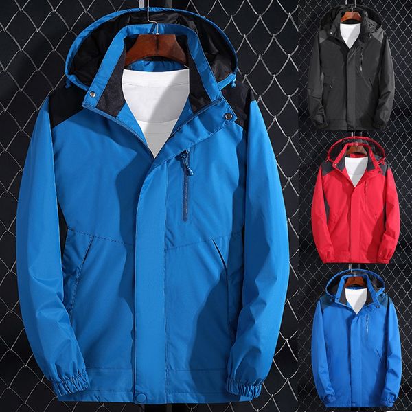 

chaqueta hombre veste homme men's streetwear outdoor waterproof hoodie zipper hat detachable sport outdoor coat jaqueta, Black;brown