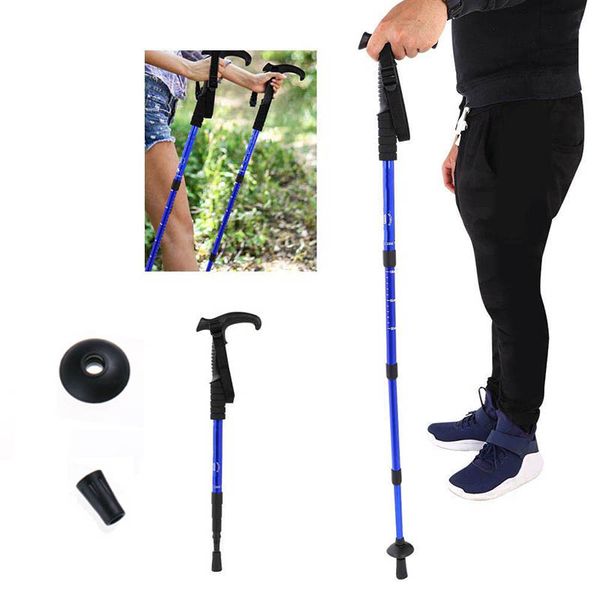 

rubber for trekking hiking sticks walking canes aviation aluminum alloy ultralight folding alpenstock adjustable 4-section poles
