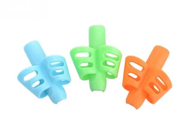 Enfants enfants étudiants porte-crayon outils Silicone deux doigts outils de Correction de Posture ergonomiques aide à l'écriture poignée