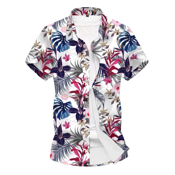 

hcxy brand mens short sleeve shirts 2020 new summer printed shirt for men new fashion social shirt male, White;black