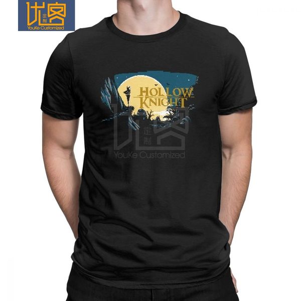 

retro hollow knight t shirt for men cotton leisure t-shirt crew neck skull video game tees short sleeve clothes original, White;black