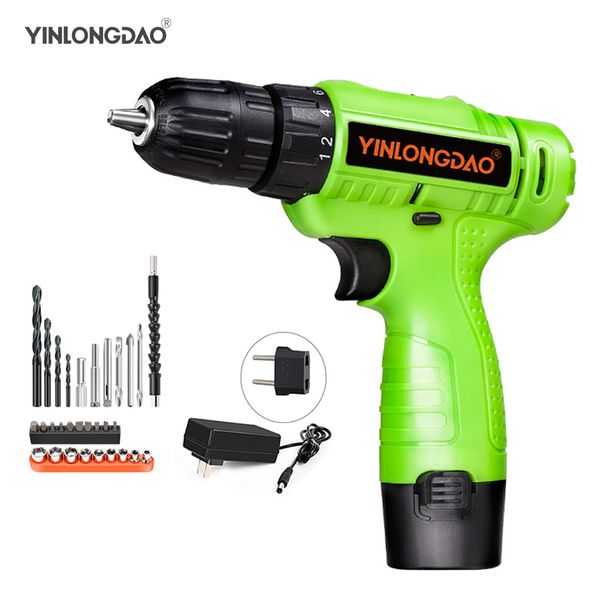 

yinlongdao 18v cordless drill electric screwdriver mini wireless power driver dc lithium-ion battery 3/8-inch diy lithium drill
