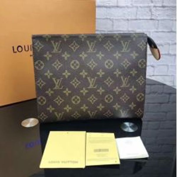 

New travel toiletry pouch 26 cm protection makeup zopper bag clutch women genuine leather waterproof co metic bag for women