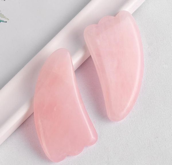 Gua sha massagem ferramenta facial de rosa natural quartzo guasha raspando o massageador de massager, reduzindo ferramentas de cuidados com a pele