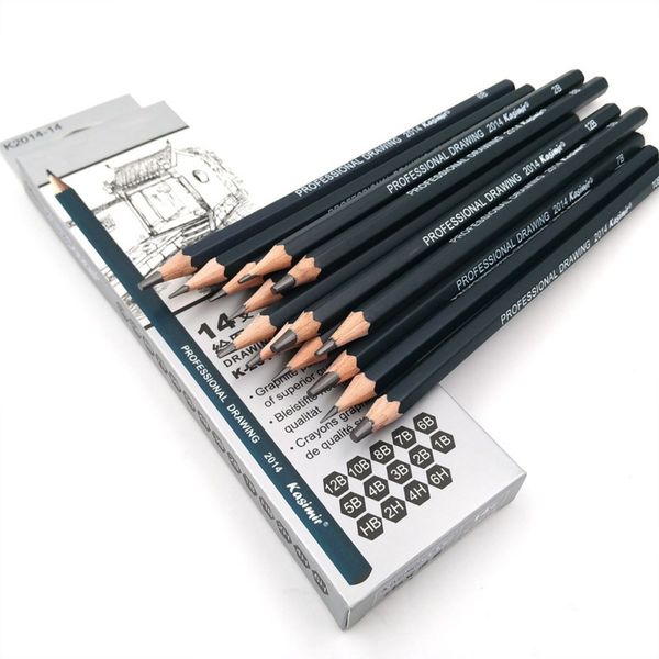 

14 pcs/set hb 2b 6h 4h 2h 3b 4b 5b 6b 10b 12b 1b pencils writing supplies office school supplies sketch and drawing pencil set