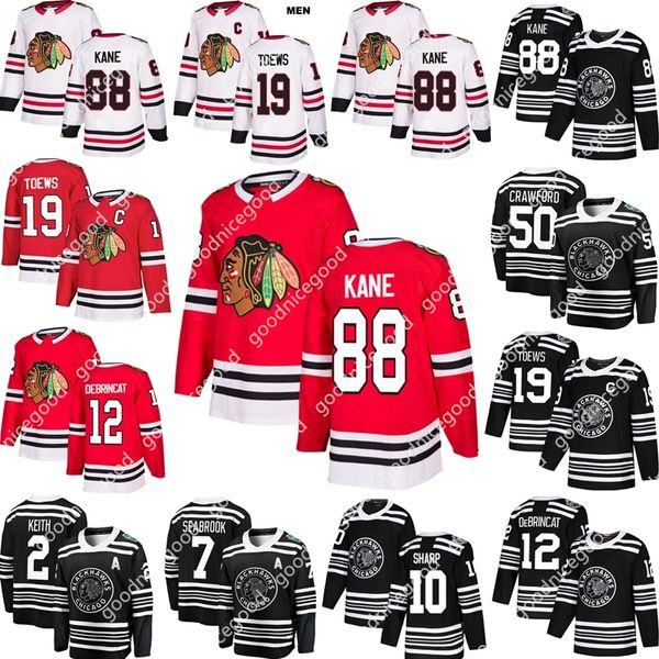 

чикаго блэкхокс 88 патрик кейн 19 тэйвз 2 кит 7 брент сибрук 12 debrincat 50 crawford 10 patrick sharp хоккея, Black;red