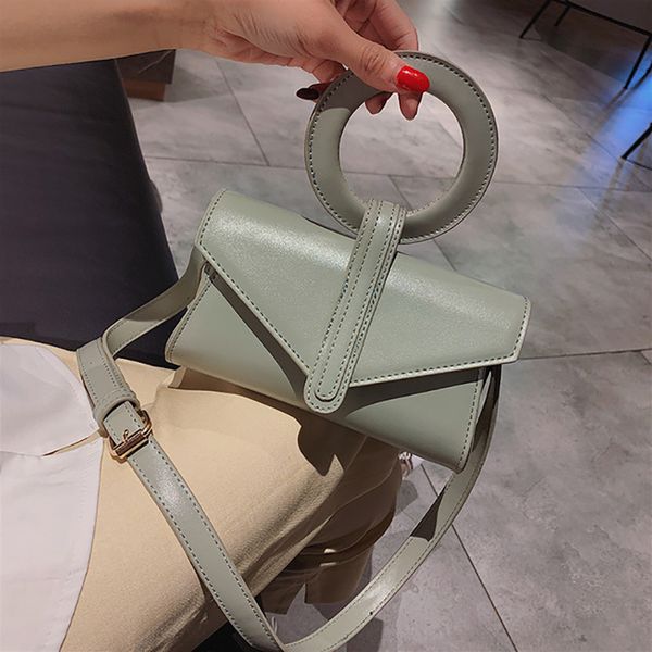 

fashion handle envelope handbag ring pu leather women shoulder messenger bag geometric evening clutch purse