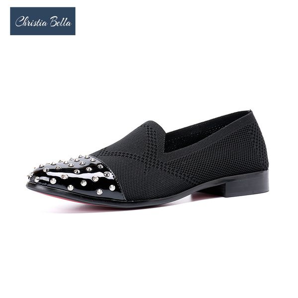 

christia bella simplicity solid men loafer new fashion slip on men dress shoes large size metal round toe formal party shoes, Black