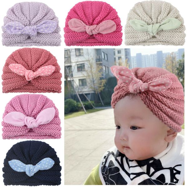 

cute toddler baby girls boys solid winter beanie winter warm cap crochet knit hat turban, Yellow