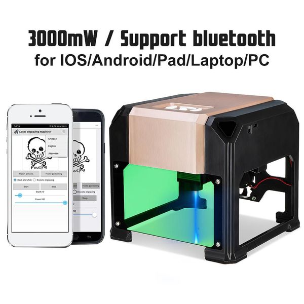 

new upgrade 3000mw compact deskbluetooth laser engraving machine diy mark printer cutter cnc laser carving machine