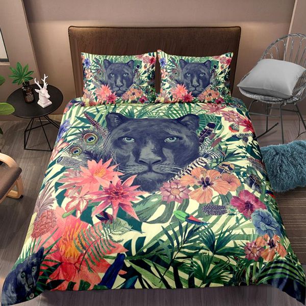 

animal floral home textiles 2/3pcs leopard bedding set king  duvet cover sets comforter bedding set single twin king size