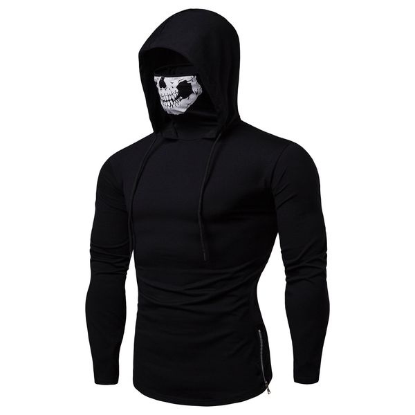 

2019 spring hoodies men fashion stylish cool skull printed hooded hoodie game turtleneck zipper designer sweatshirts, Black