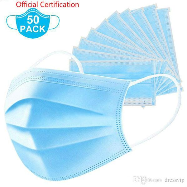

1000 Маски шт Одноразовые лица Толстые 3-Layer Mask с Earloops Germ защиты Удобная дышащая для блокировки пыли воздуха для предотвращения загрязнения