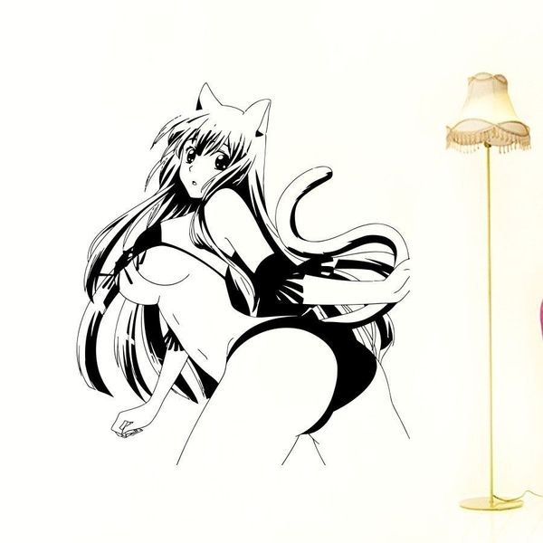Acheter Dessin Animé Japonais Sexy Fille Vinyle Sticker Anime Manga Bikini Fille Murale Art Sticker Mural Décoration De La Maison Chambre Décor De