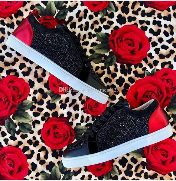 

original box,eu35-47]men's sneaker shoes high red bottom star rhinestone women casual designer louisflat walking wholesale in, Black