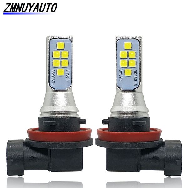 

2pcs h11 h8 led bulb car fog light 3535smd 1400lm daytime running lights 6000k white 12v 24v auto lamp bulbs
