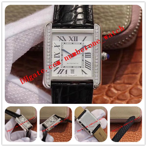 

Best Quality SOLO W5200026 W5200027 Date White Dial 31x41mm Automatic Mens Watch Silver Caes Diamond Bezel Fashion Men's Watch Watches