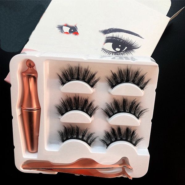 

3d magnetic eyelash tweezer set waterproof & liquid eyeliner long lasting handmade natural extension eye lashes dhl