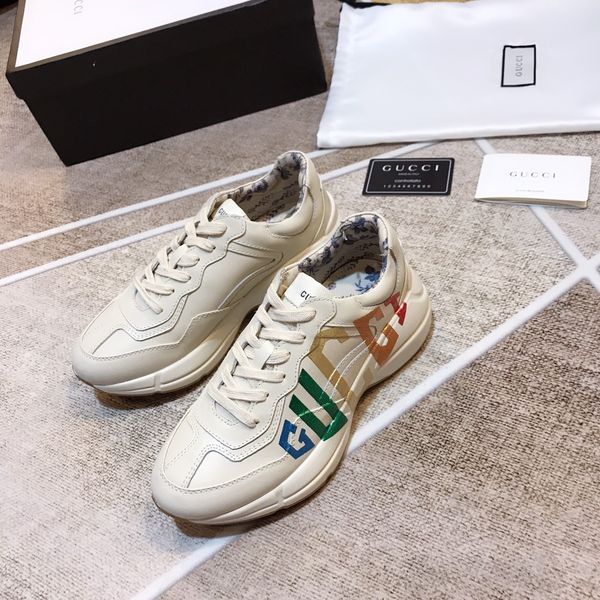 

2020 luxury designer gucci men and women brand printing increased comfortable basketball shoes fashion wild tennis running shoes, Black