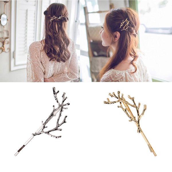 M Mism Vintage Silver Alloy Hairpins For Girls Tree Hair Clips