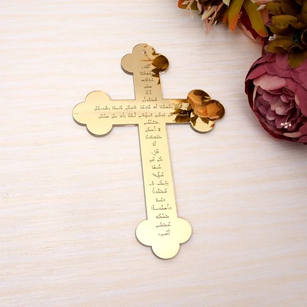 

new shape prayer 6mm thick acrylic mirror hanging cross the lord's prayer god bless for christening & baptism house moving 40cm
