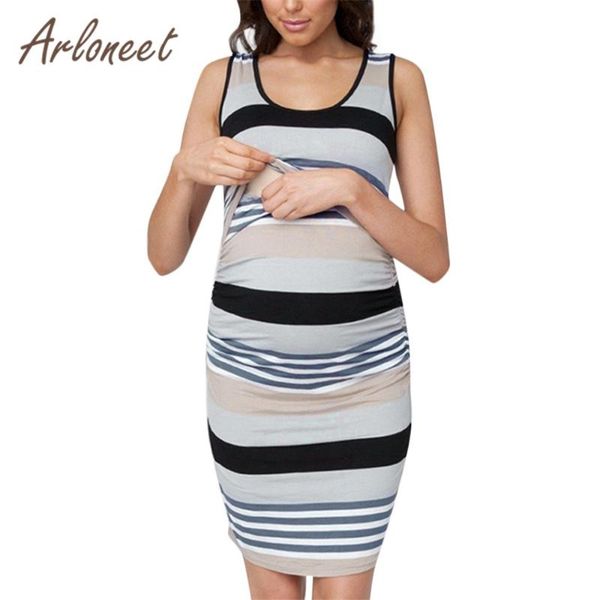 

arloneet лето женщина материнство платья полосатый печати уход младенец sundress рукава дама беременность одежда повседневные платья, White