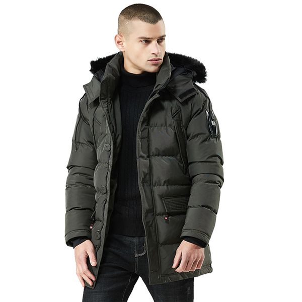 

2019 men's winter down jacket fur collar coat thick casual outwear parkas hombre padded windproof cotton windbreaker warm coats, Black