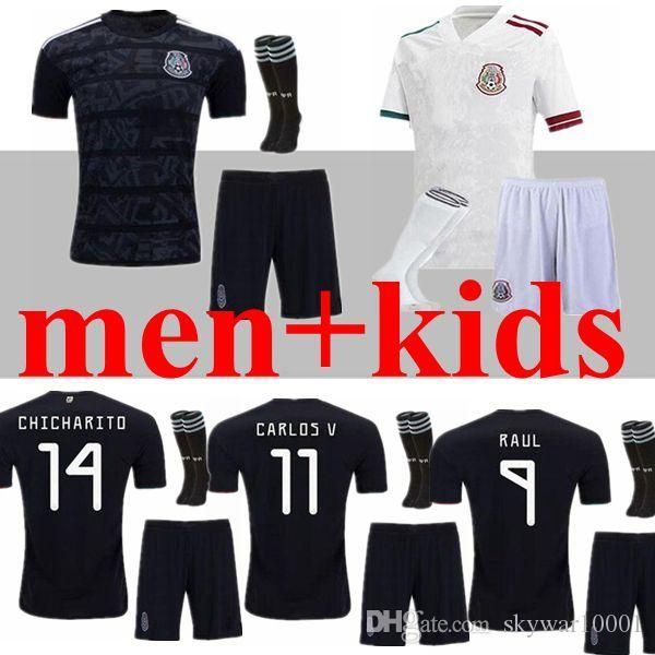 

2020 2021 мексика взрослых дети наборов трикотажных изделий футбол дом вдали черный g.dos santos 10 h.lozano 22 chicharito 20 21 джерси 2020, Black
