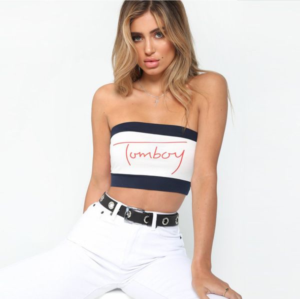 

women letter print wrapped chest women short summer fashion print casual wear clothes sale, White