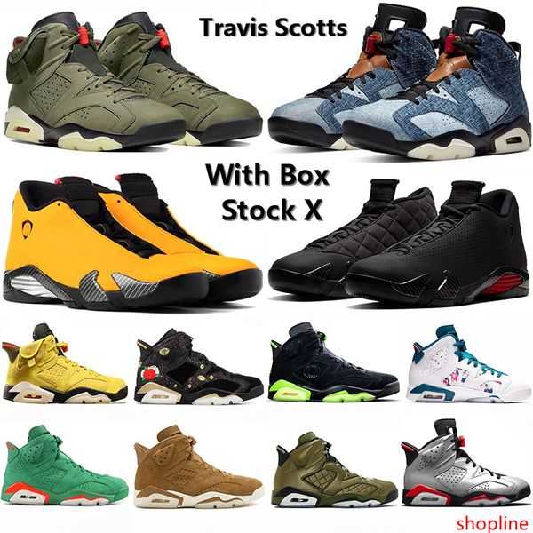 

2020 with stock x 6 6s travis scotts basketball shoes 14 14s se black candy cane washed denim cny vi xi mens designer sports sneakers
