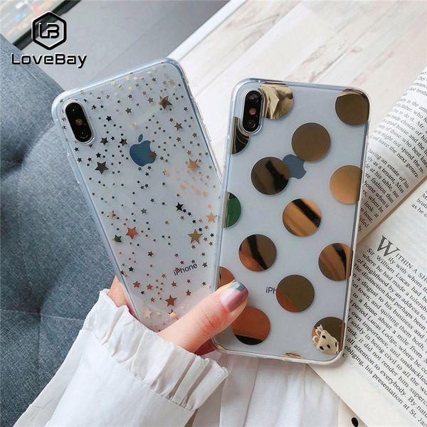 

lovebay phone case for iphone 11 6 6s 7 8 plus x xr xs 11pro max electroplated star wave point clear soft tpu for iphone x cover