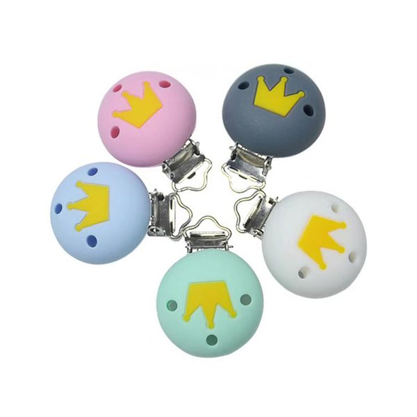 

10pcs/lot silicone baby pacifier clips silicone heart nipple clamps holder for baby teething crown accessories shower gift