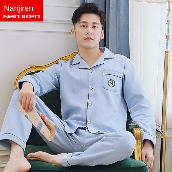 

antarctic long-sleeved cotton summer furnishing suit home clothes set men's pajamas cotton thin green middle-aged autumn home clothes s, Black;brown