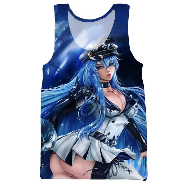 

akame ga kill esdeath 3d printed tank for men fashion summer tank work out men women halter, White;black