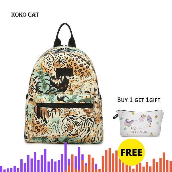 

fashion tiger printed mini women backpack multifunction travel daypack casual school bags for teenagers girls mujer mochila