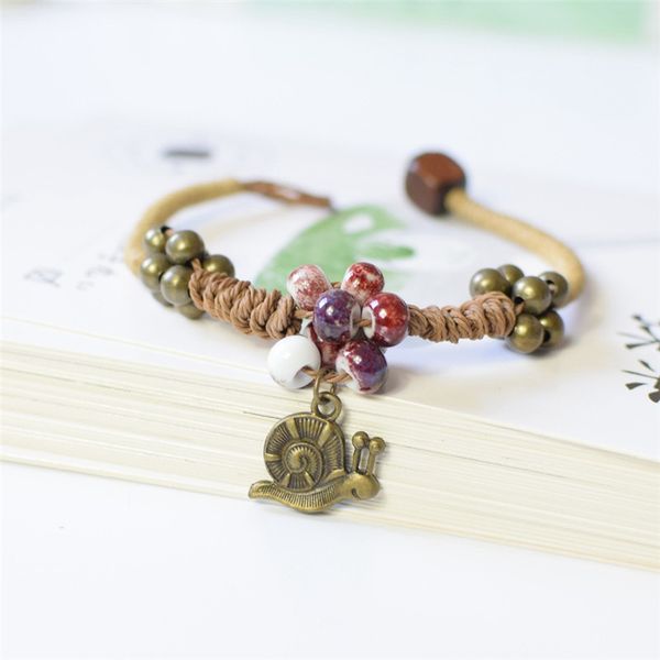 

designer snails pendant bracelet ceramic charm bracelet korean creative handwork style couple bracelet ornament jewelry charm, Golden;silver