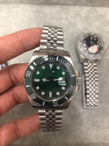 

u1 фабрика высокого качества top мужские часы sub 116610lv sapphire 40mm зеленый циферблат керамический ободок 316l юбилейные ремень top мех, Slivery;brown
