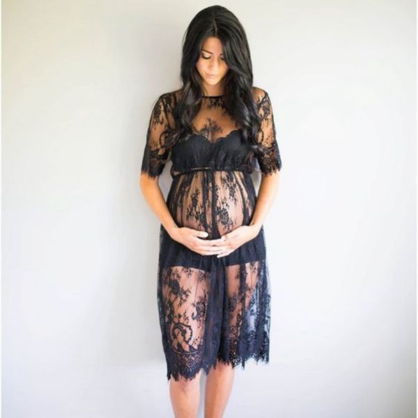 

le couple maternity pgraphy props dress summer mother dress lace pregnant women pregnancy dresses fancy p shooting clothing aaa2037, Black;gray