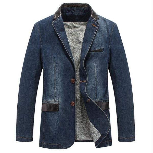 

2019 vxo men's moto biker blazers men denim blazer slim fit leather denim jacket men blazer masculino csual coat, White;black