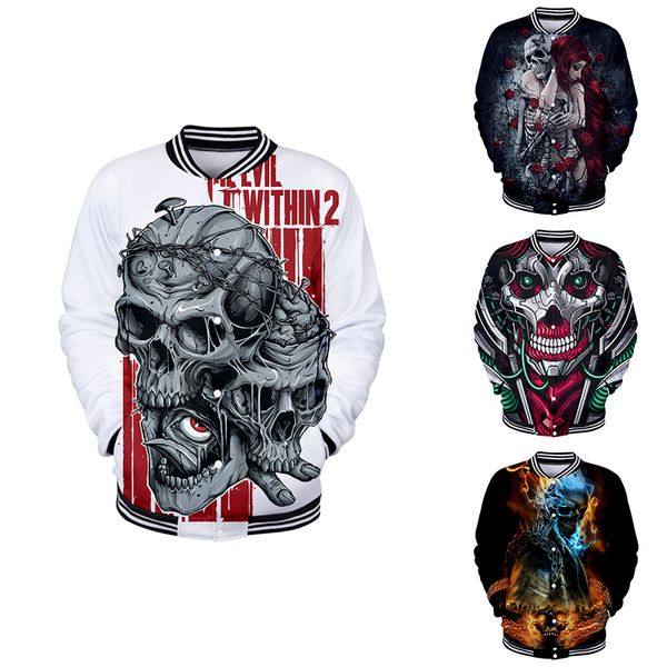 

skull funny 3d baseball jacket coat costume print fashion men women hoodie sweatshirts long sleeve homme 3d hoodies jackets, Black;brown