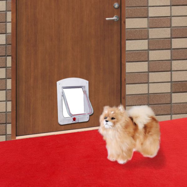 

pet cat puppy dog gates door lockable safe flap door pet safety products lock suitable for any wall or door white brown colors
