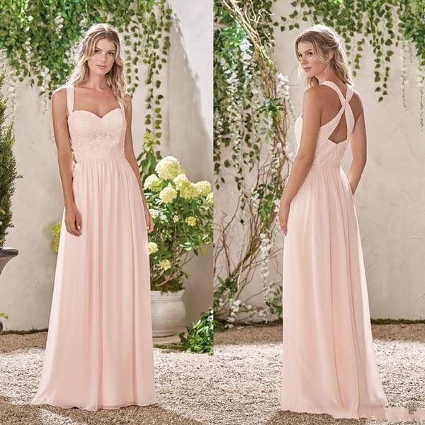 

Baby Pink A Line Платья Невесты 2019 Жасмин Милая Кружева Шифон Дешевые Платья Подружек Не