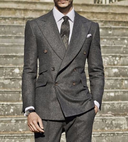 

fashion grey men suit for dinner party casual 3 pieces suit (jacket + pants + vest tie)double breasted, White;black