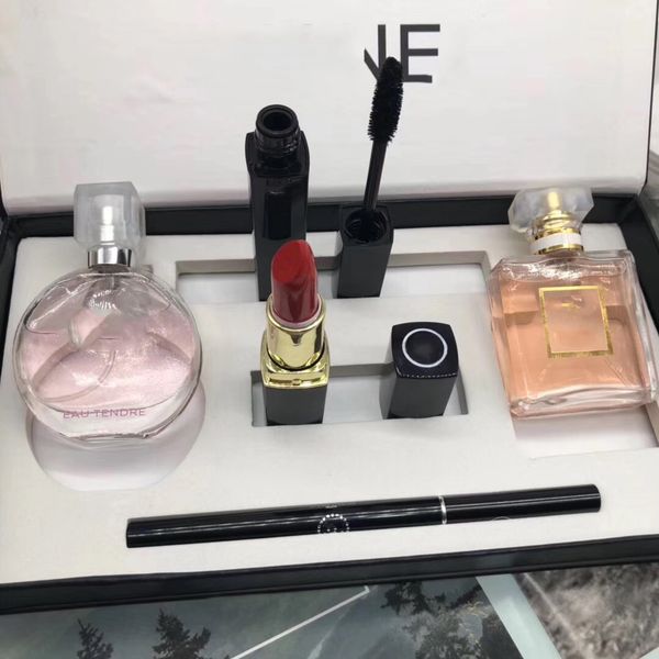 

2020 high-end brand makeup sets perfume lipstick eyeliner mascara 5 in 1 with box lips cosmetics dhl ing