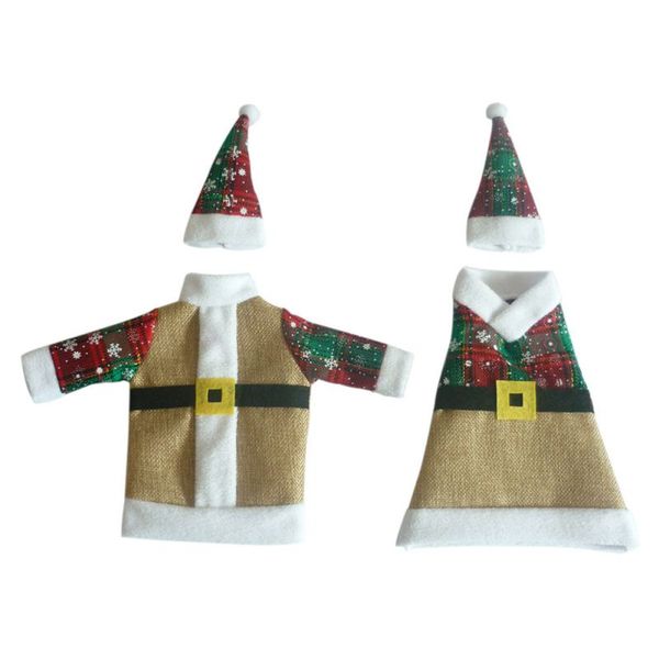 

christmas bottle cover bag linen cloth wine bottle cover set for dinner table decor