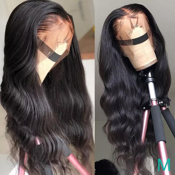

малазийский объемная волна фронта шнурка парики mayfair non-remy человеческих волос парик с волосами младенца pre щипковых 130% 150% париков, Black;brown