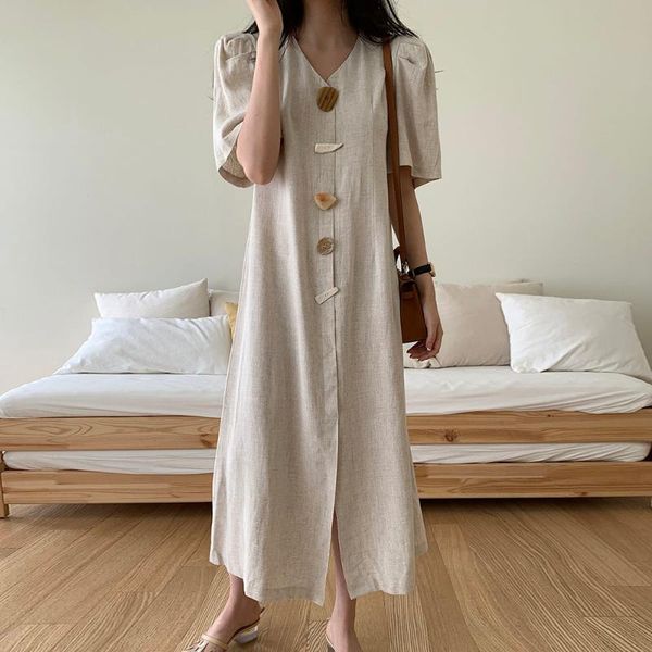 

2020 summer women fashion casual v neck blouse dress female elegant single buttons solid half mid-calf girl a-line dresses, White;black