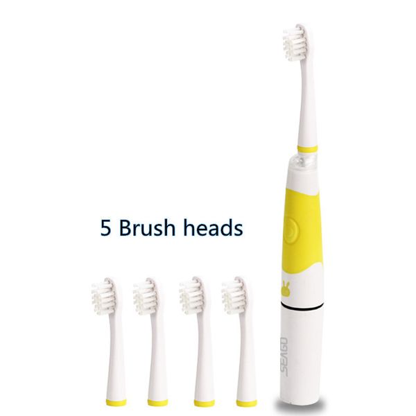 

seago sonic toothbrush electric teeth brush 5 brush heads children kids soft bristle led lamp child oral care sg-618