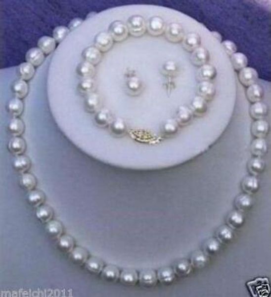 

new 2 8-9mm natural akoya cultivated white + black pearl necklace 18 inches, Silver